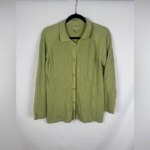 Sigrid Olsen Green Ribbed Women's Sweater